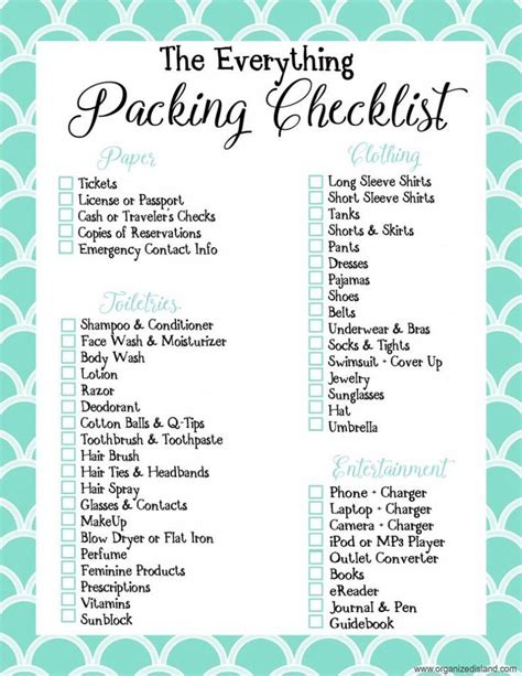 packing list for women.